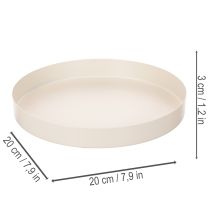 Article Plateau décoratif rond en métal 20 cm crème pour intérieur