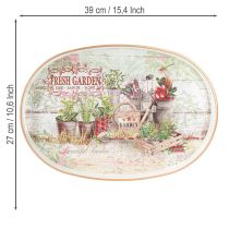 Article Plateau ovale avec anse Fresh Garden Vintage 39x27x3,5cm