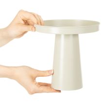 Article Plateau décoratif sur pied en métal beige-gris 20 cm pour bougies et figurines