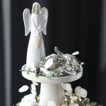 Article Plateau décoratif sur pied en métal beige-gris 20 cm pour bougies et figurines