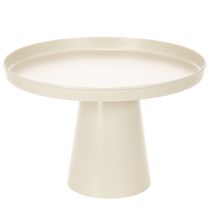 Article Plateau décoratif rond avec pied en métal crème 30 cm pour décoration intérieure