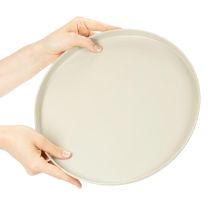 Article Plateau décoratif rond en métal beige 30 cm pour plantes et bougies