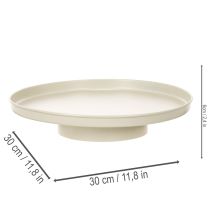 Article Plateau décoratif rond en métal beige 30 cm pour plantes et bougies