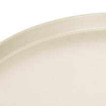 Article Plateau décoratif rond en métal beige 30 cm pour plantes et bougies