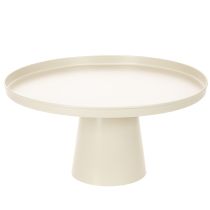 Article Plateau décoratif rond beige métal 40 cm avec pied 20 cm