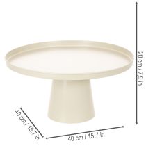Article Plateau décoratif rond beige en métal Ø40 cm avec pied haut