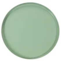 Article Plateau rond en métal vert avec pied pour décoration de table 30 cm