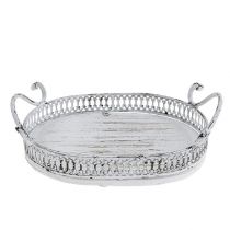 Article Plateau avec anses ovale 23cm x 17,5cm H7,5cm blanc