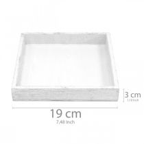 Article Plateau décoratif carré blanc en bois vintage 19×19cm 2pcs