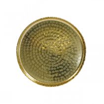 Plateau Orient-optic, assiette décorative dorée, décoration métal Ø18.5cm