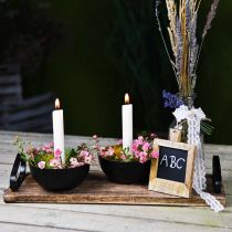 Article Plateau en bois, plateau décoratif avec poignées en métal, décoration de table L44cm