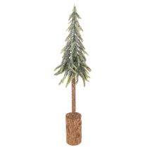 Article Sapin artificiel, finition givrée, avec socle en bois, décoration hivernale, 60 cm