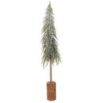 Article Sapin artificiel 90 cm effet givré avec base en bois