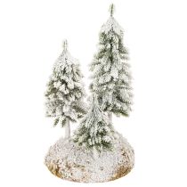 Article Sapins enneigés, décor hivernal artificiel pour village de Noël et décoration de table, 29 cm