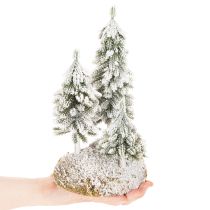 Article Sapins enneigés, décor hivernal artificiel pour village de Noël et décoration de table, 29 cm