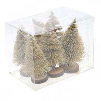 Article Décoration de table mini sapins doré décoration de Noël H7cm 6pcs