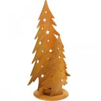 Article Lanterne Sapins de Noël, décoration en métal patiné, Noël H46cm L25,5cm