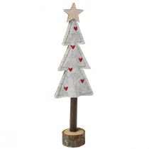 Article Décoration de sapin de Noël feutre étoile coeur beige rouge H21cm 4 pièces