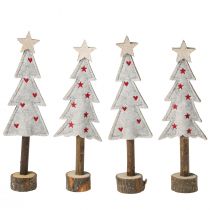 Article Décoration de sapin de Noël feutre étoile coeur beige rouge H21cm 4 pièces