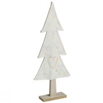 Article Décoration sapin de Noël en feutrine avec coeur beige crème H35cm 2 pcs