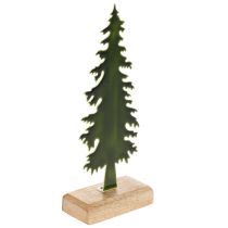 Article Décoration sapin en métal sur socle en bois 26 cm