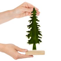 Article Décoration sapin en métal sur socle en bois 26 cm