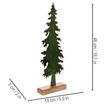 Article Sapin décoratif en métal sur base en bois, 46 cm, vert