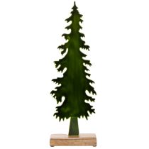 Article Sapin décoratif en métal sur base en bois, 46 cm, vert