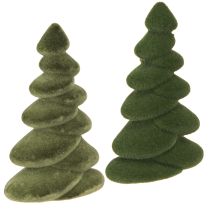 Article Déco de table Sapins de Noël floqués Vert 16,5 cm 4 pcs