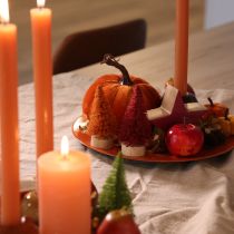 Article Lot de 6 sapins miniatures décoratifs en plastique avec base bois 12cm vert rouge orange