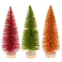Article Kits d'Arbres de Noël Décoratifs 31 cm Vert Rouge Orange Lot de 3