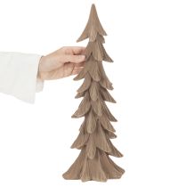 Article Sapin décoratif floqué en plastique 44 cm brun