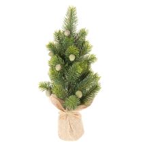 Article Mini sapin artificiel en jute - Décoration de table de Noël - 38 cm