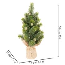 Article Mini sapin artificiel en jute - Décoration de table de Noël - 38 cm
