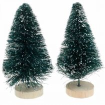 Article Mini sapin enneigé, décoration hivernale, sapin de Noël H9.5cm Ø5cm 2pcs