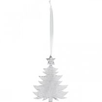 Article Pendentif sapin de Noël, décoration de l'Avent, décoration en métal pour Noël, argent 20,5×15,5 cm