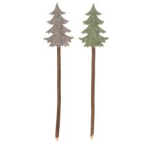 Article Sapin de Noël décoratif sur bâtonnet pour jardinières et compositions florales hautes, 45 cm, lot de 6