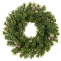 Article Couronne en branchages artificiels avec pommes de pin pour décoration intérieure, 30 cm