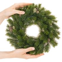 Article Couronne en branches de sapin artificielles avec pommes de pin 30 cm