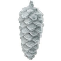 Article Pommes de pin décoratives grises floquées 11,5 cm 6 pièces