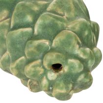 Article Cônes décoratifs en céramique - Lot de 3 - 14 cm - Vert et marron