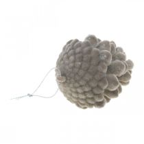 Article Lot de 4 pommes de pin décoratives à suspendre en taupe 8 cm