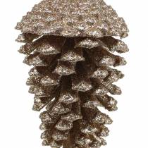 Article Tannettes dorées à paillettes 13 cm - Lot de 4 décorations de sapin