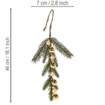 Article Branche de sapin artificielle avec mini boules de Noël dorées, 46 cm, 2 pièces