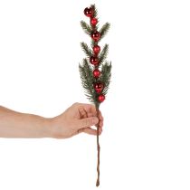 Article Branche de sapin artificielle avec boules rouges 48 cm, lot de 2