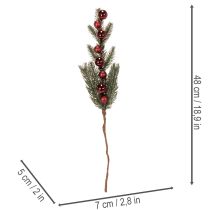 Article Branche de sapin artificielle avec boules rouges 48 cm, lot de 2