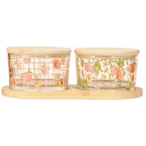 Article Service à tapas motif pêche verres avec couvercle bois 20×10×6,5cm
