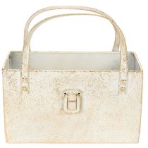 Article Sac en métal, contenant décoratif, rectangulaire, 26 cm, doré