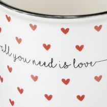 Article Tasse avec coeurs tasse en céramique blanc rouge Ø9cm H9cm