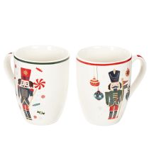 Article Tasses de Noël en Céramique Motifs Casse-Noisette et Canne à Sucre 10cm Lot de 2